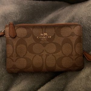 Coach double zip wristlet